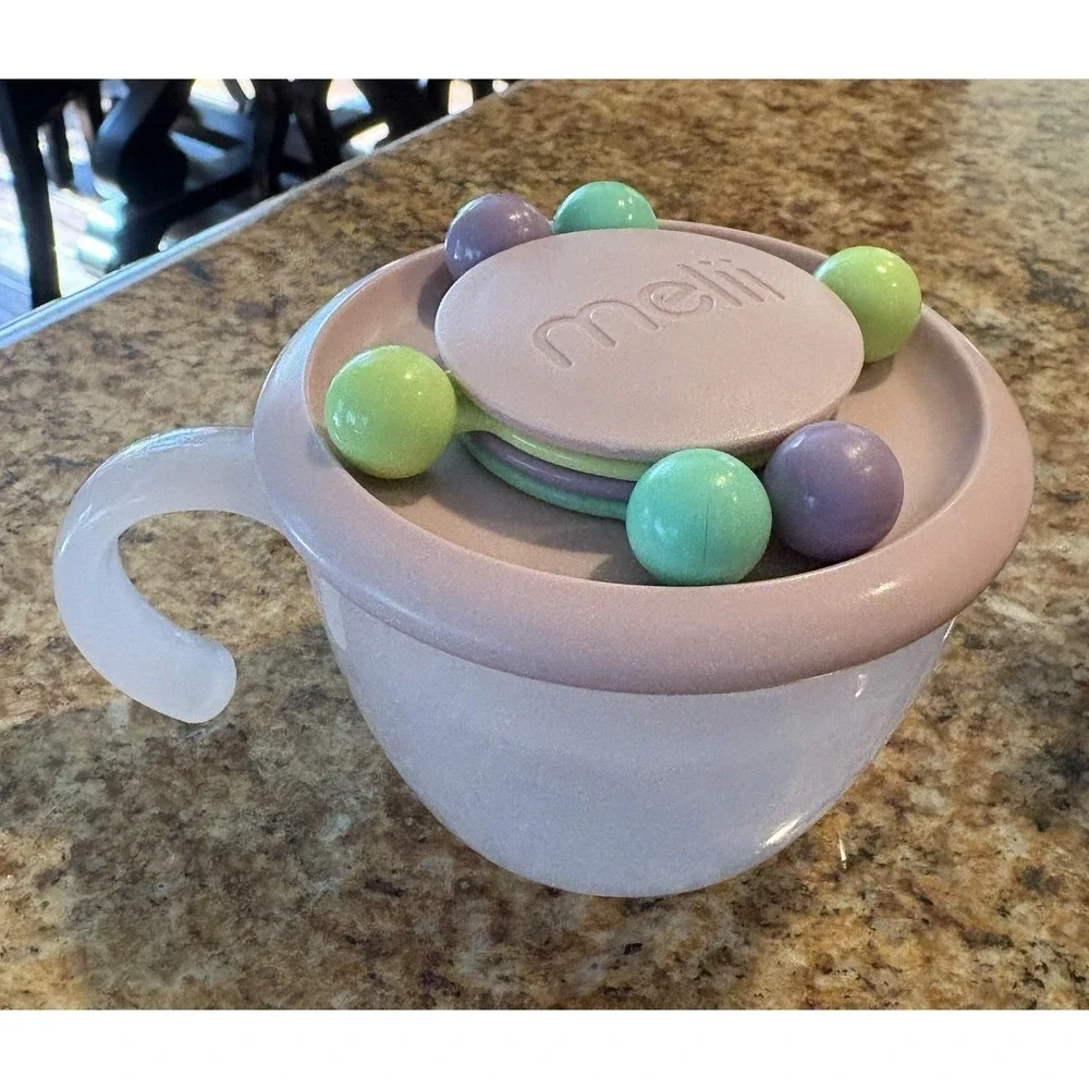 Melii Straw Sippy Cup & Snack Go Pod Abacus Collection NEW Pink‎ Fun On The Go